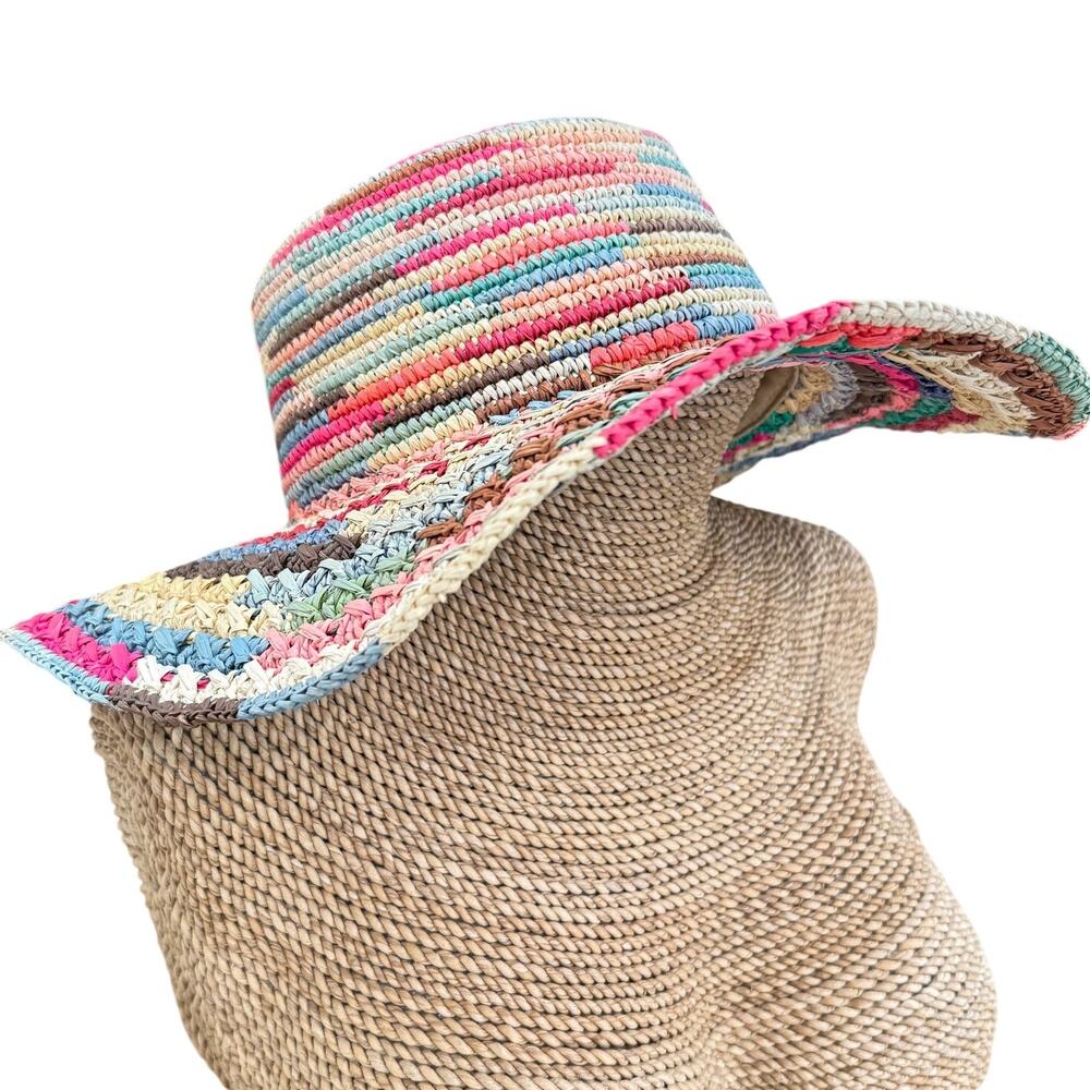 Multicolored Sun Hat Floppy Straw Women’s Hat Unbranded